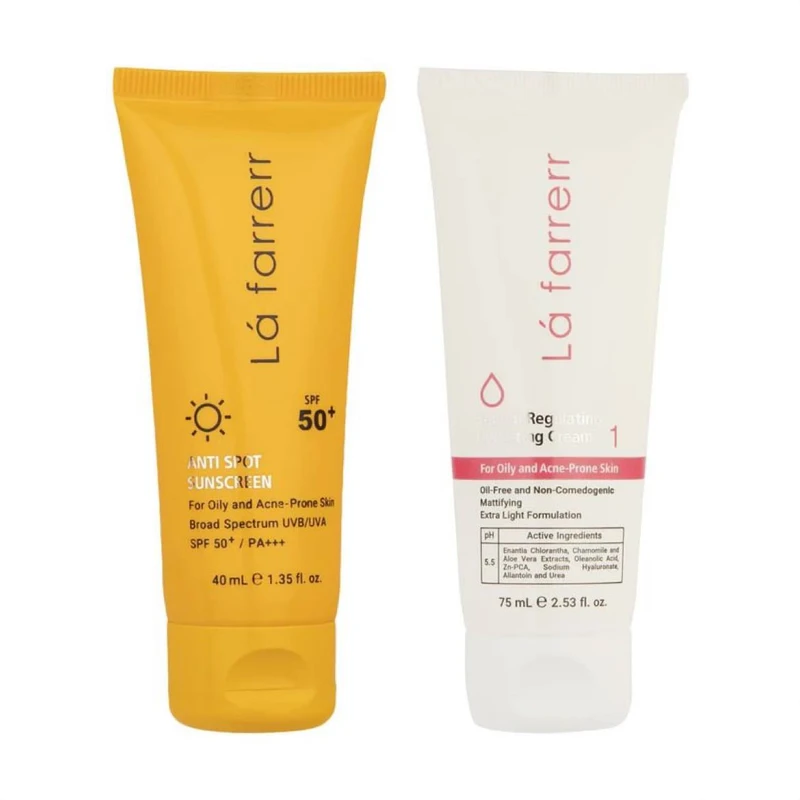 کرم آبرسان لافارر مدل 01 حجم 75 میلی لیتر به همراه کرم ضدآفتاب پوست چرب مدل 50 حجم 40 میلی لیتر