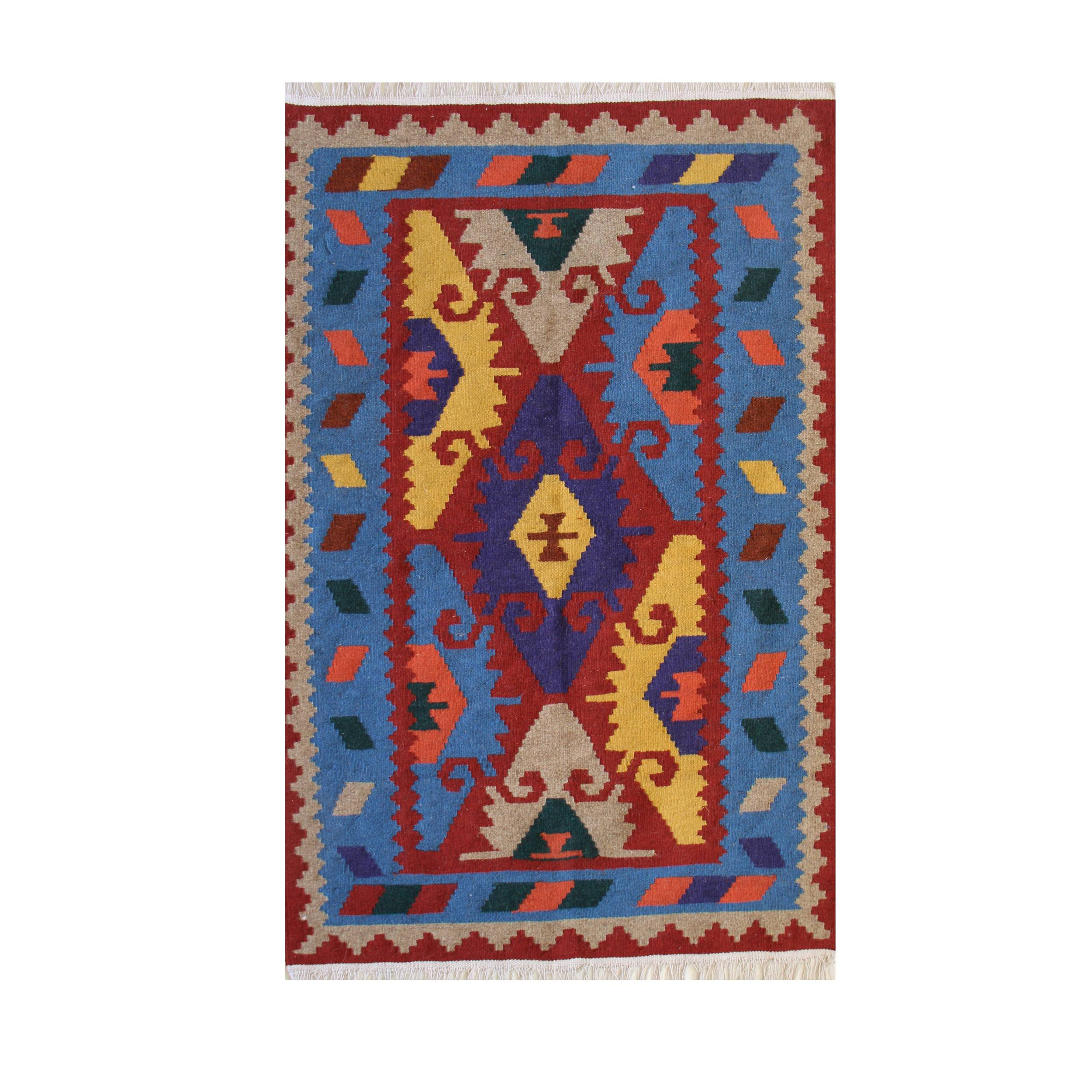 گلیم دستباف یک و نیم متری طرح قشقایی کد A45628 