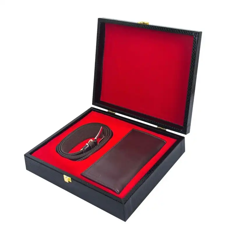 ست هدیه روما چرم مدل دو تیکه بلند جعبه چوبی