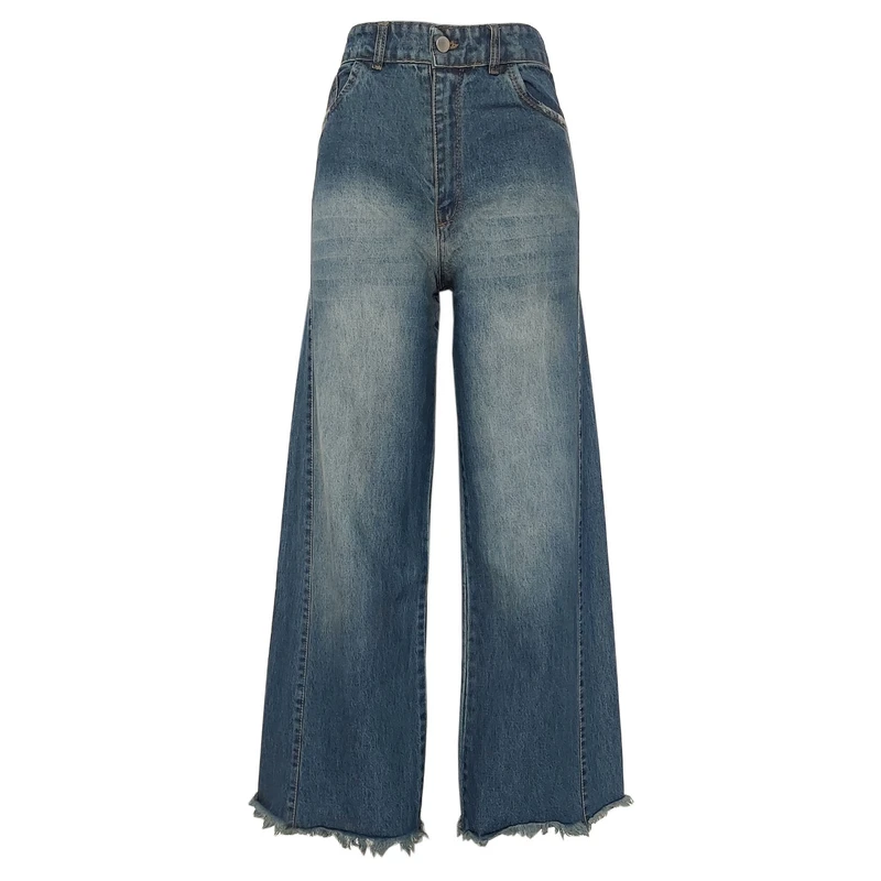 شلوار جین بگ زنانه مدل شافل کد 20268