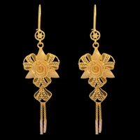 گوشواره طلا 18 عیار زنانه طلای مستجابی مدل بحرینی گل رز کد 4023