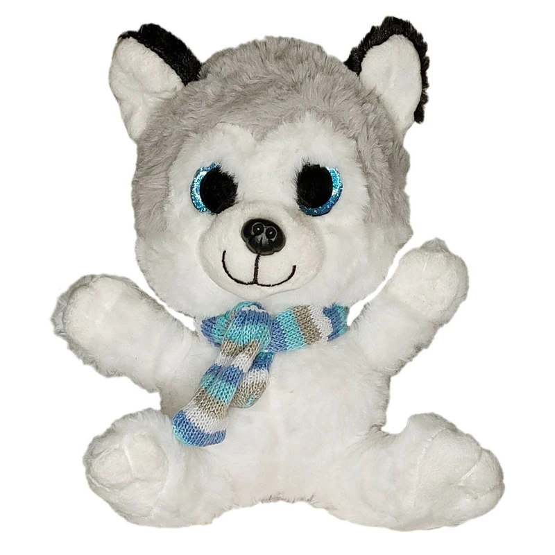 عروسک طرح سگ هاسکی مدل BR Husky with Scarf ارتفاع 21 سانتی‌متر