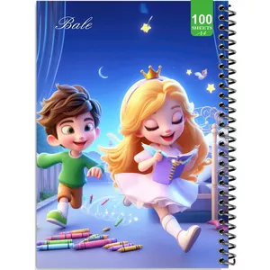 دفتر نقاشی 100 برگ بله طرح فانتزی دختر کوچولوی نقاش کد A4-N299