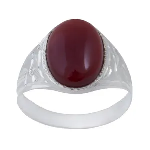 انگشتر نقره مردانه مدل سنگ عقیق رکاب سیلندری کد AM_086