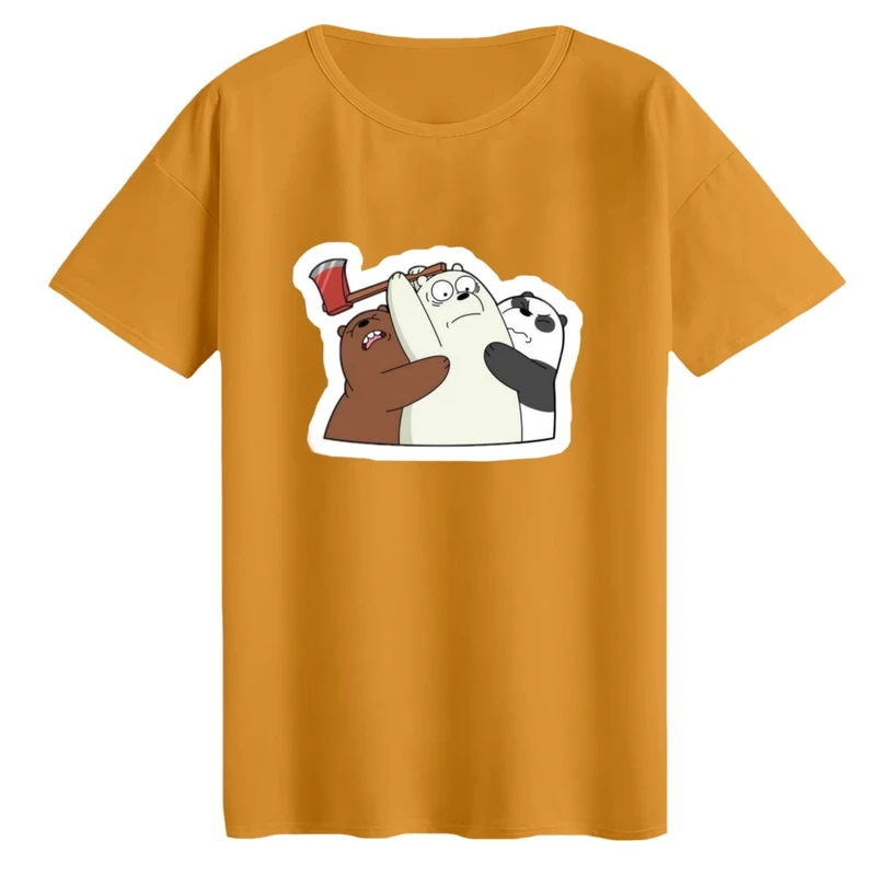 تی‌شرت لانگ آستین کوتاه زنانه مدل خرس های کله فندقی