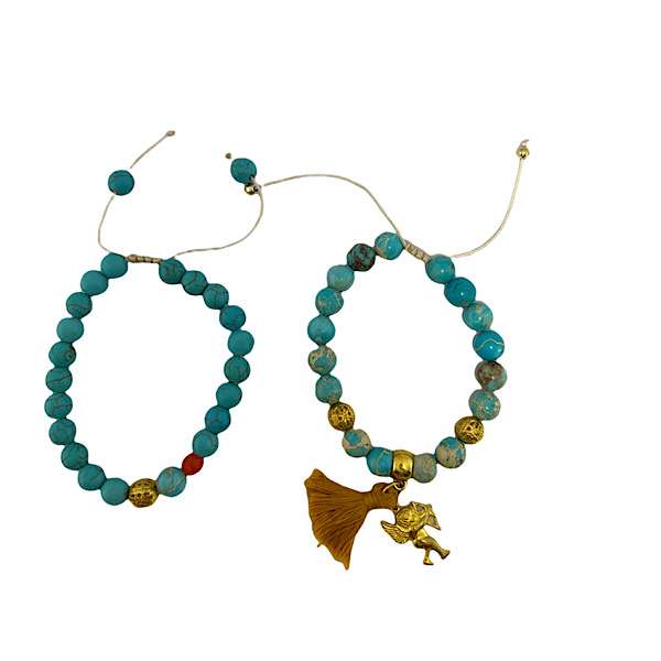 دستبند زنانه مدل فیروزه فرشته مجموعه 2 عددی