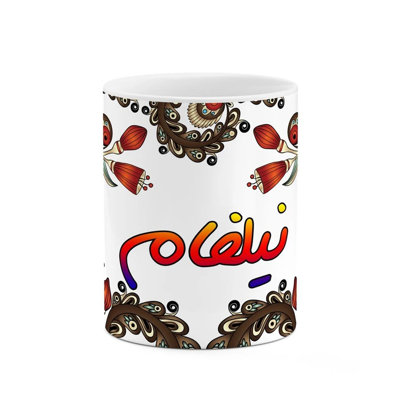 ماگ کاکتی مدل اسم نیلفام طرح سنتی گل و بته کد mgh48181