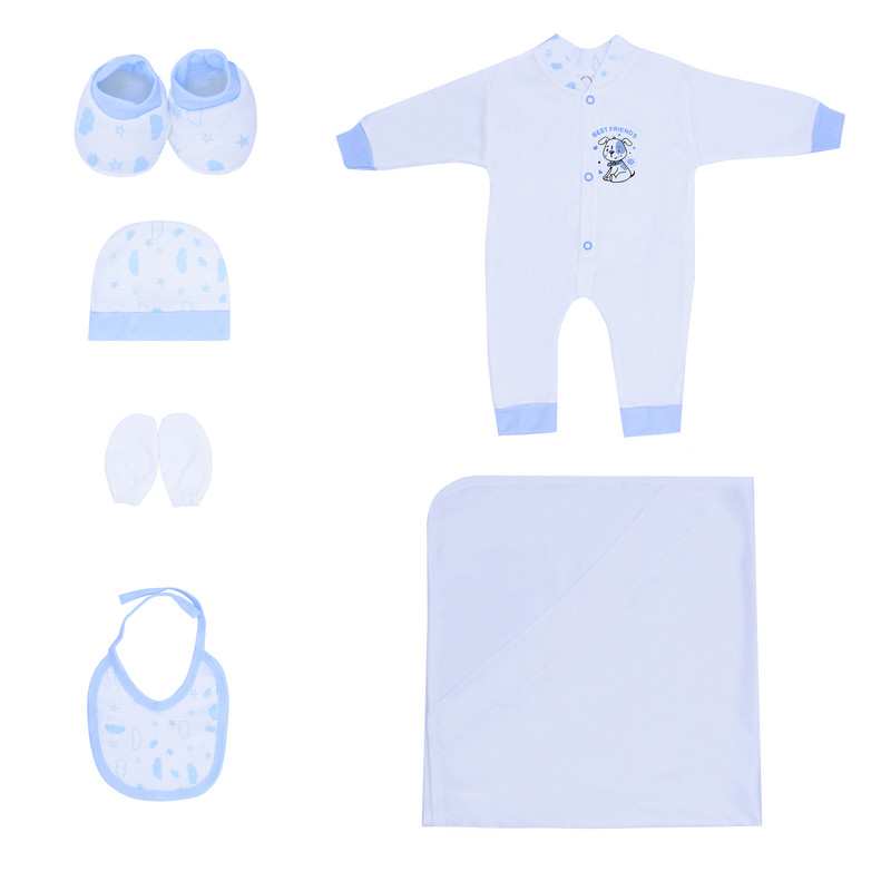 ست 6 تکه لباس نوزادی کد GH130 رنگ آبی