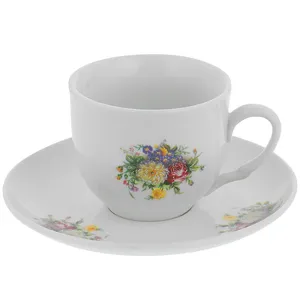 ست فنجان و نعلبکی 12 پارچه مدل گل سرخ