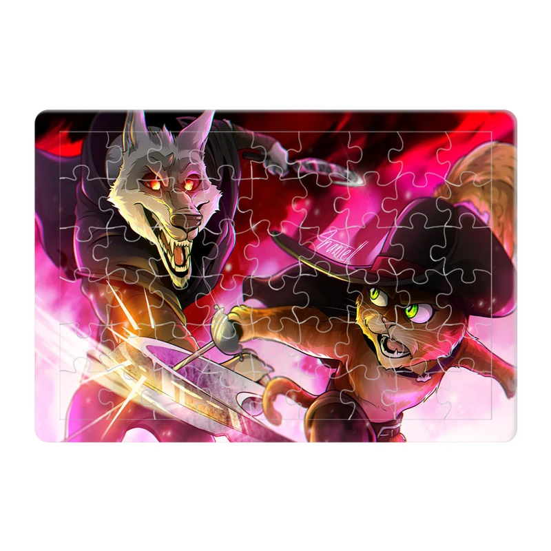 پازل 54 تکه هومرو مدل PL265 طرح انیمیشن گربه چکمه پوش