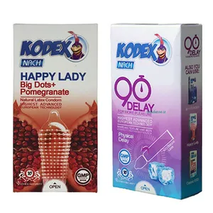 کاندوم کدکس مدل (DELAY 90) بسته 10 عددی به همراه کاندوم کدکس مدل (Happy lady) بسته 10 عددی 