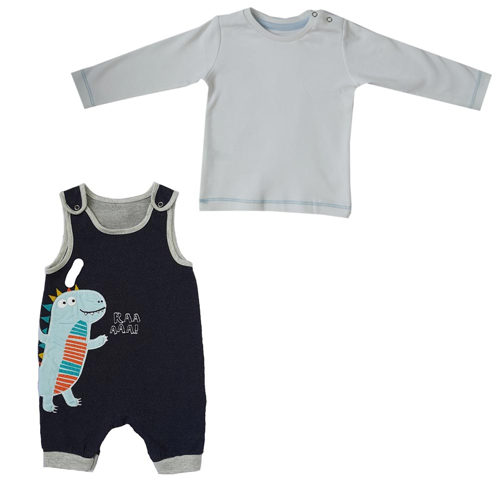 ست تیشرت و سرهمی نوزادی مدل دایناسور