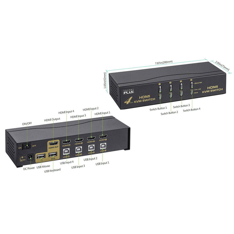 سوییچ 4 پورت HDMI KVM کی نت پلاس مدل KP-H624