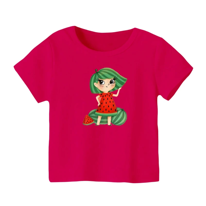 تی شرت آستین کوتاه بچگانه مدل دخترک یلدایی کد  15 رنگ سرخابی