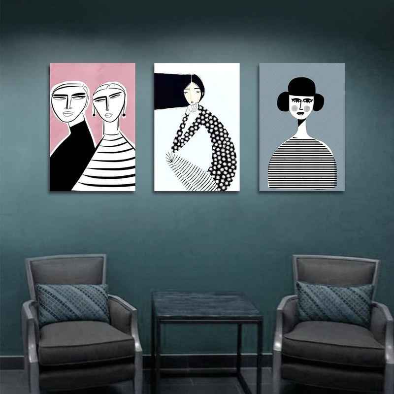 تابلو شاسی بکلیت طرح نقاشی دکوراتیو مدرن سبک کوبیسم  مدل SH-1400 مجموعه 3 عددی