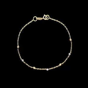 دستبند زنجیری طلا کم اجرت 18 عیار زنانه ناریا مدل البرناردو سیلور کد T21