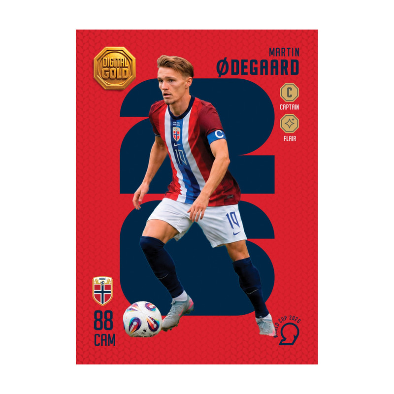 شمش طلای دیجیتال 18 عیار سوت مدل اودگارد ØDEGAARD طرح کارت فوتبالی جام جهانی 2026 کد SO10079026