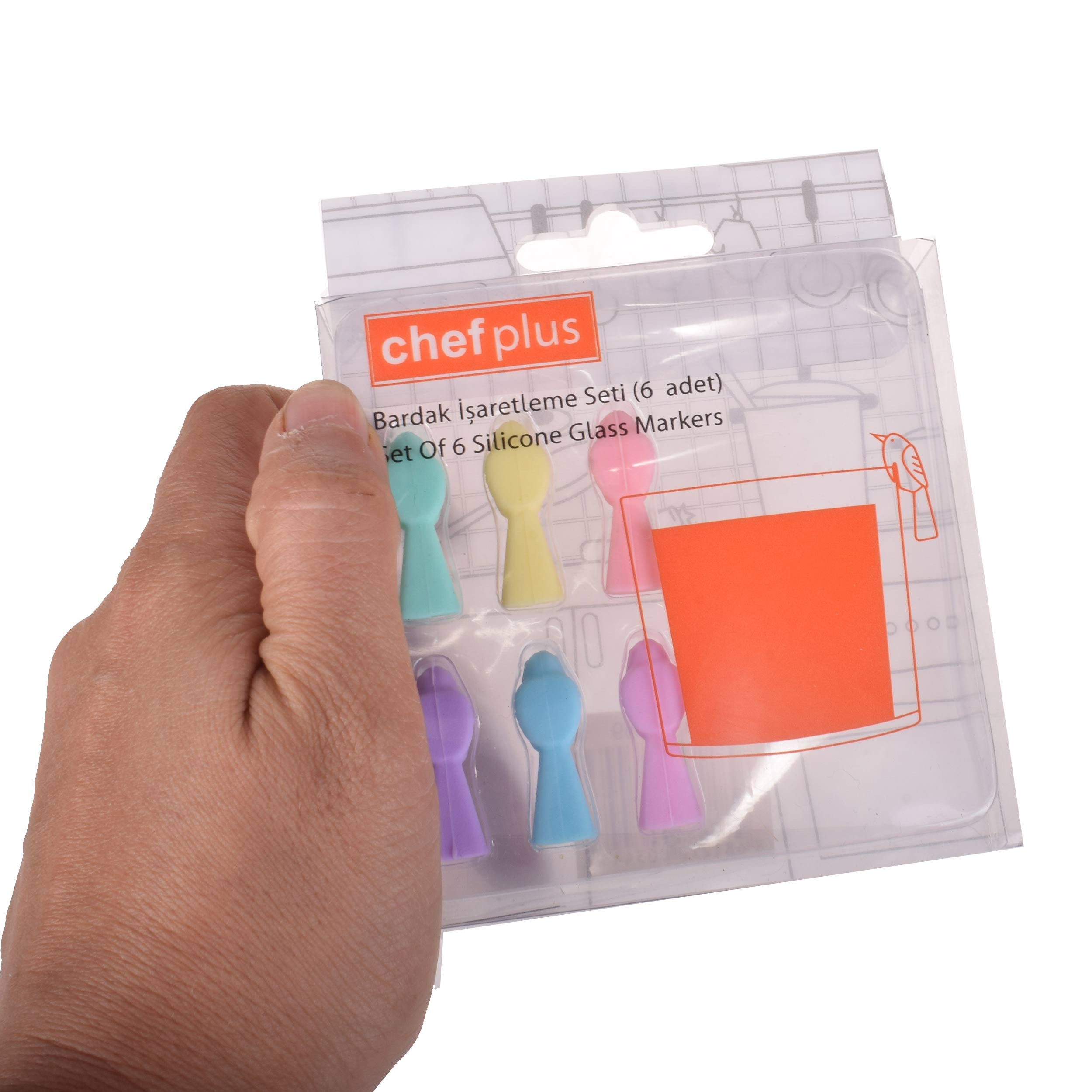 نشانگر لیوان شف پلاس مدل Bird بسته 6 عددی