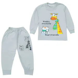 تخفیف ست تیشرت آستین بلند و شلوار راحتی نوزادی مدل HappyAnimals