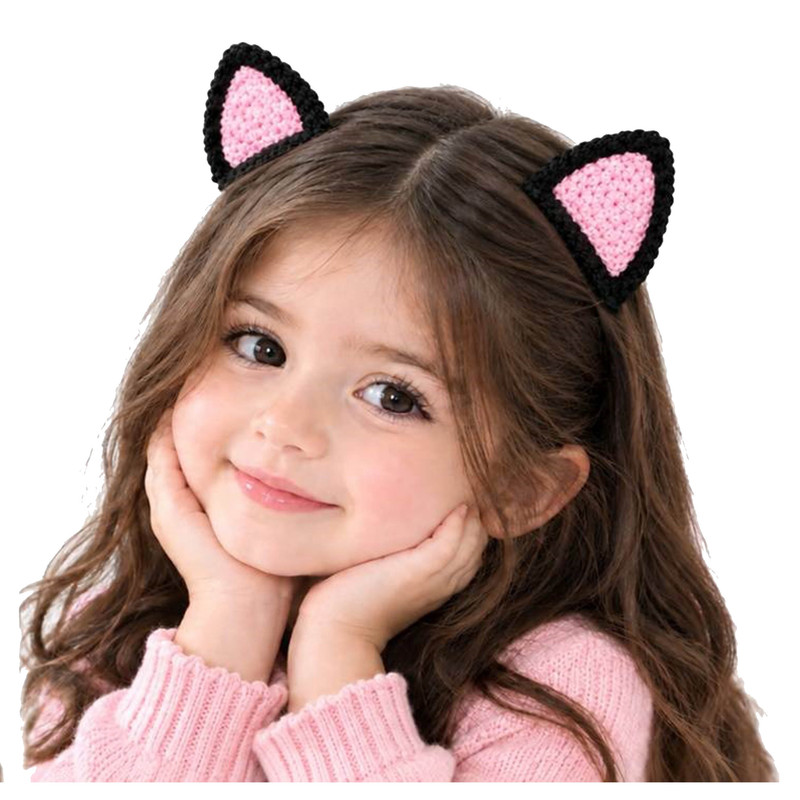 گیره مو دخترانه بافتنی  مدل گوش بسته 2 عددی