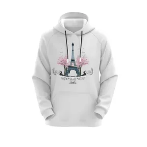 هودی زنانه مدل برج ایفل کد J277 رنگ سفید