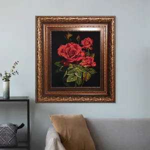 تابلو فرش دستبافت نرمین کسا طرح گل رز کد NKP.T 112