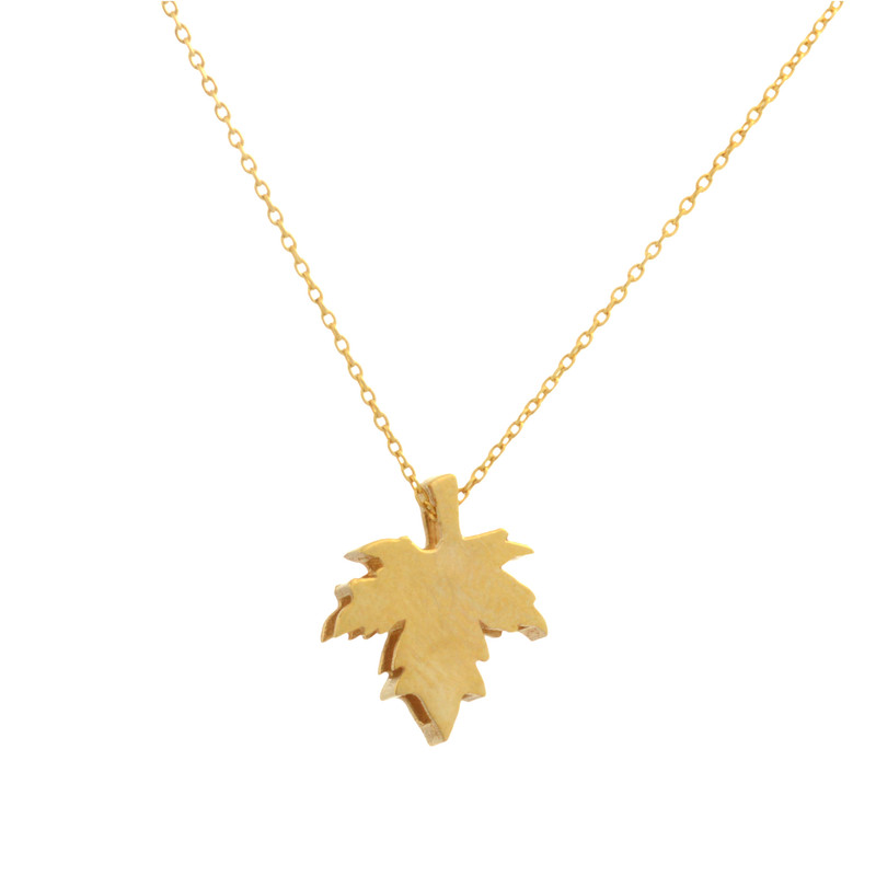 گردنبند طلا 18 عیار زنانه با زنجیر حلقهای (فلامینگو) طلای مستجابی مدل برگ پاییزی کد T1433