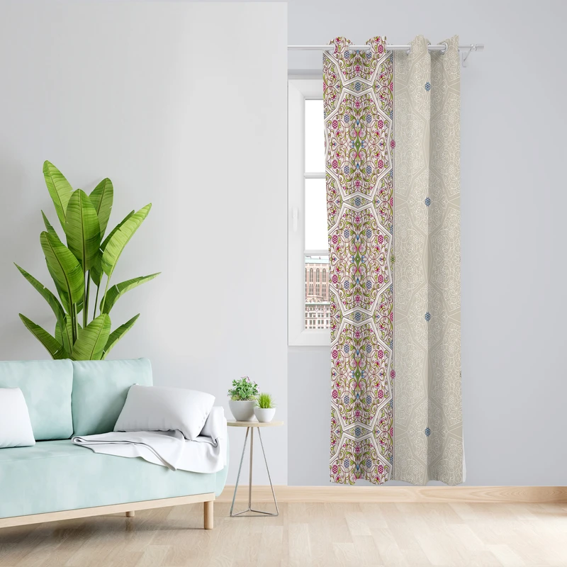 پرده طرح سنتی مدل مخمل پانچی کد 2_146 W سایز 140x200 سانتی متر