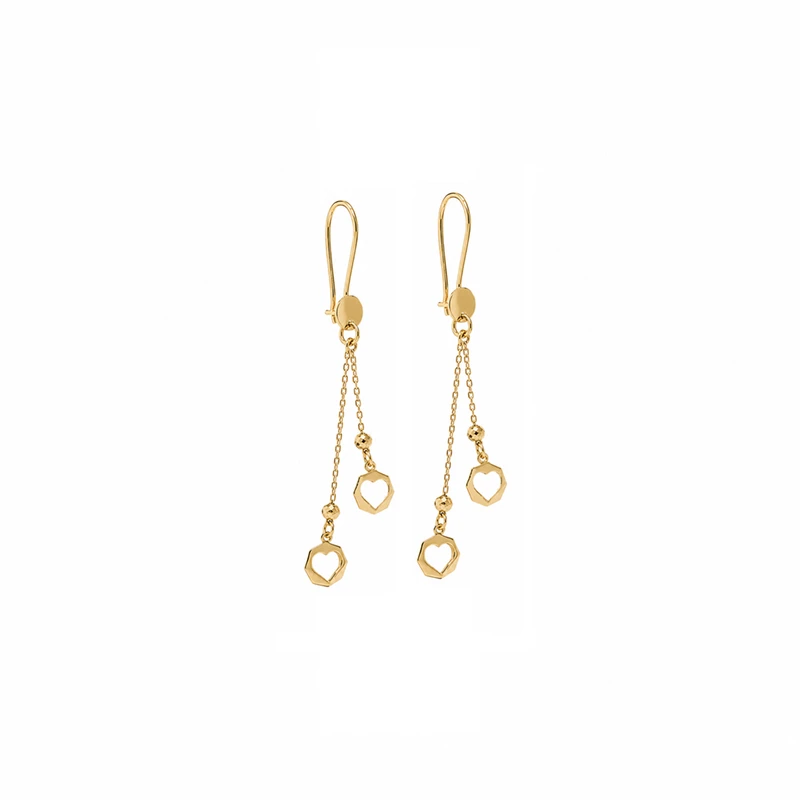 گوشواره بخیه‌ای طلا 18 عیار زنانه مان گالری مدل آویز قلب هندسی کد EA01-0027300