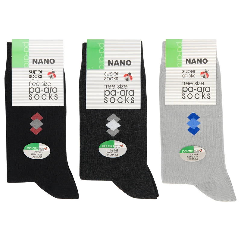 جوراب ساق بلند مردانه پاآرا مدل نانو 30 کد 1073 مجموعه 3 عددی