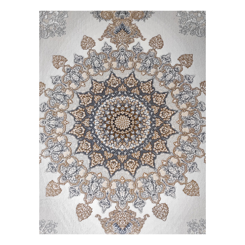 فرش ماشینی 700 شانه فرش مشهد زمینه و حاشیه طوسی کد 723502