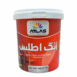 رنگ آکرولیک  سفید نیم براق رنگ اطلس کد 2077PT حجم 1000 میلی لیتر