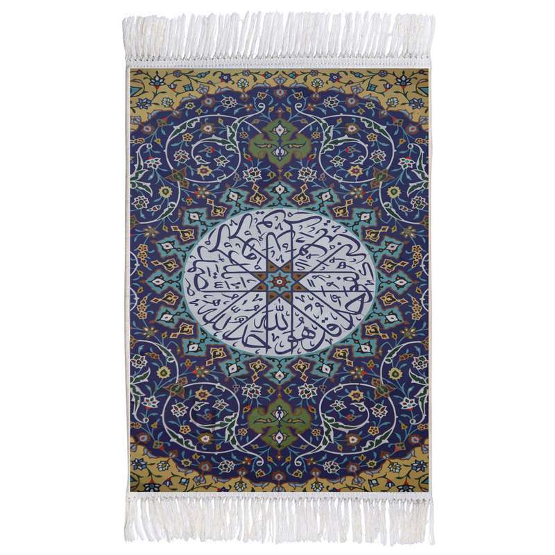فرش ماشینی دیوارکوب اطلس آبی سوره توحید کد T3575