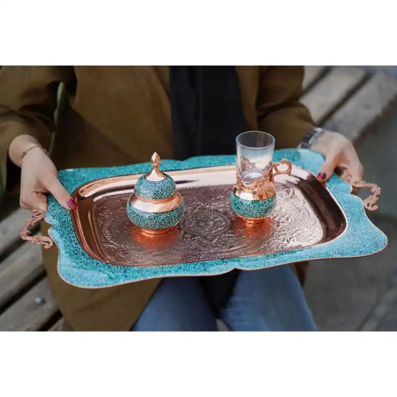 سرویس چای خوری 8 پارچه فیروزه کوبی کد 88