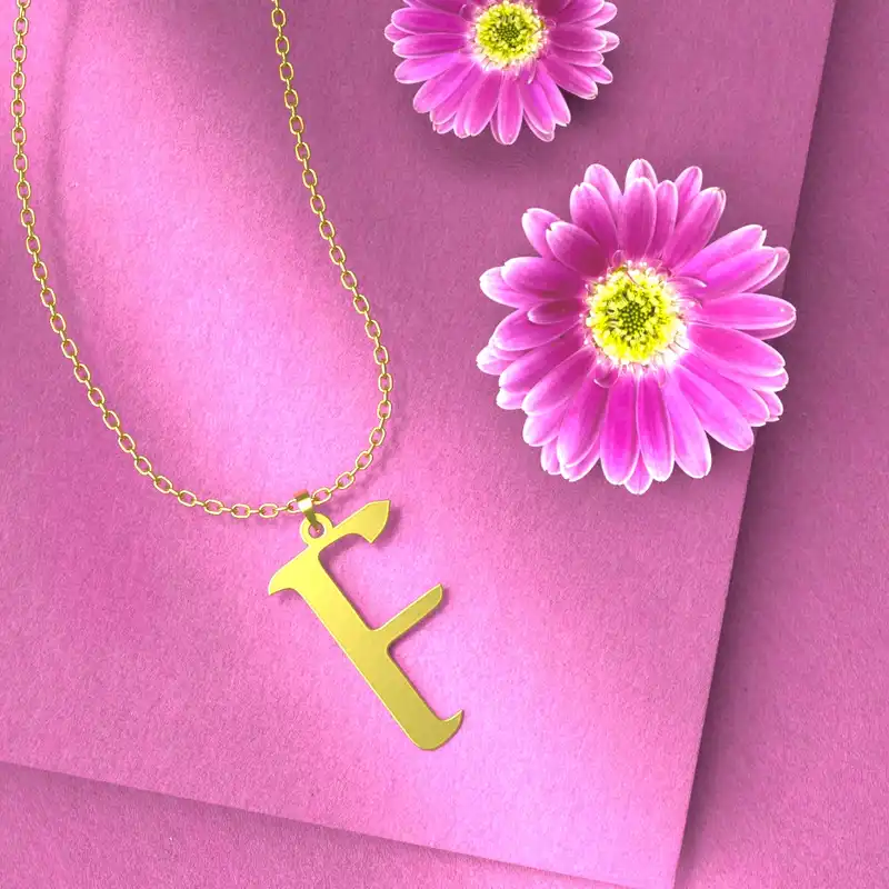 گردنبند طلا 18 عیار زنانه مدوپد مدل حرف F کد H3-1-1318