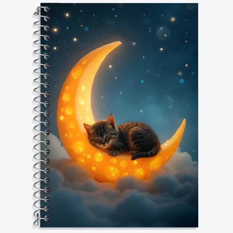 دفتر زبان 50 برگ خندالو مدل دو خط طرح گربه کیوت کد N4535