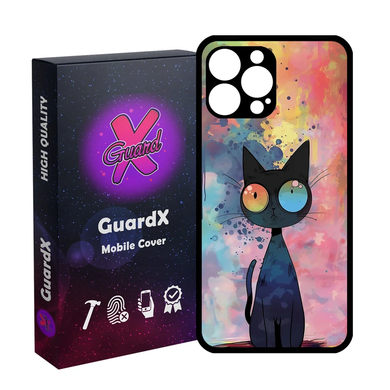 کاور گارد ایکس طرح گربه رنگی مدل Glass10799 مناسب برای گوشی موبایل اپل iPhone 13 Pro Max