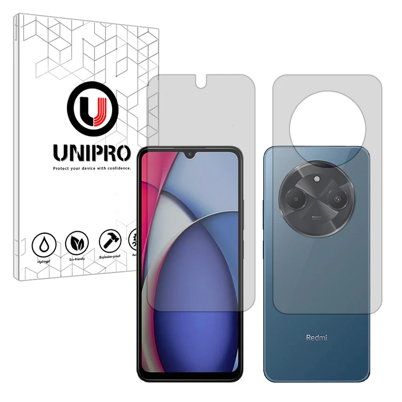 محافظ صفحه نمایش مات یونی پرو مدل Explosion Proof مناسب برای گوشی موبایل شیائومی Redmi A3 Pro به همراه محافظ پشت گوشی موبایل 