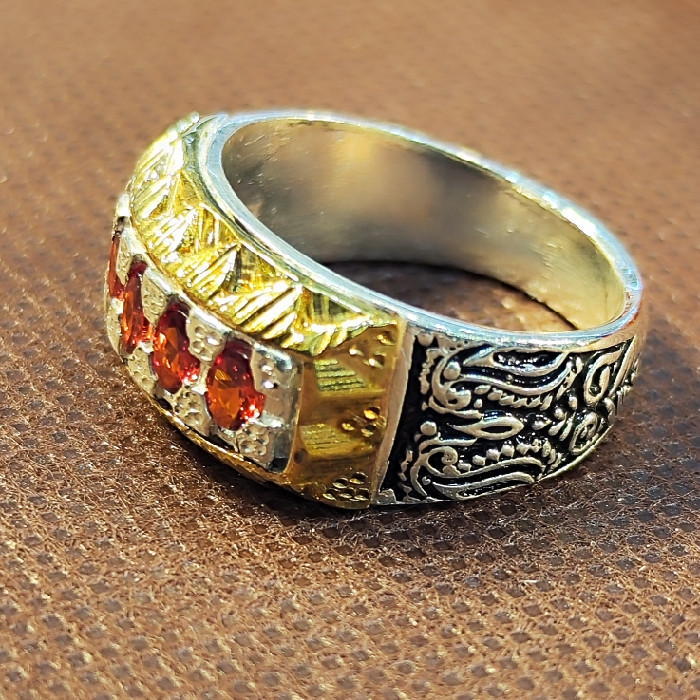 انگشتر نقره مردانه نقره جات بافندگان مدل سنگ یاقوت کد 44