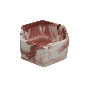 گلدان سنگی طرح 6 ضلعی رگه دار کد R-212