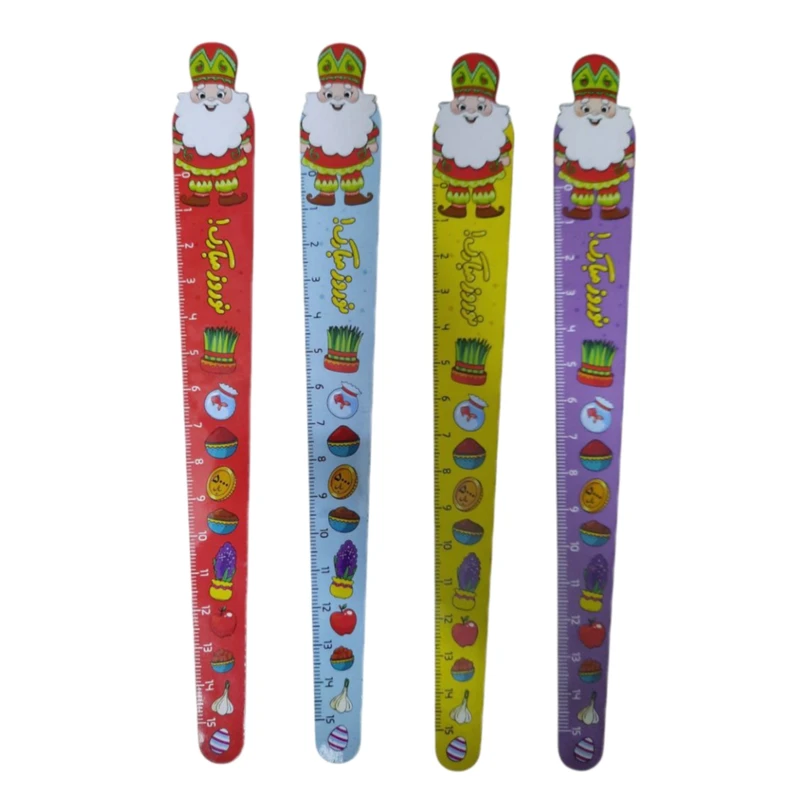 خط کش 15 سانتی متری مدل عمو نوروز کد 12 بسته 4عددی