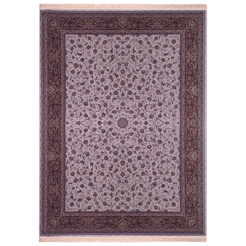 فرش ماشینی زمرد مشهد طرح افشان زمینه کرم