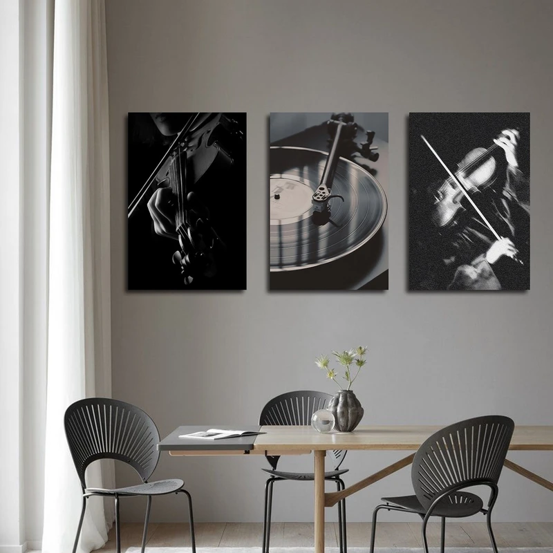 تابلو شاسی بکلیت طرح ساز موسیقی ویولن و گرامافون مدل SH-2986 مجموعه 3 عددی