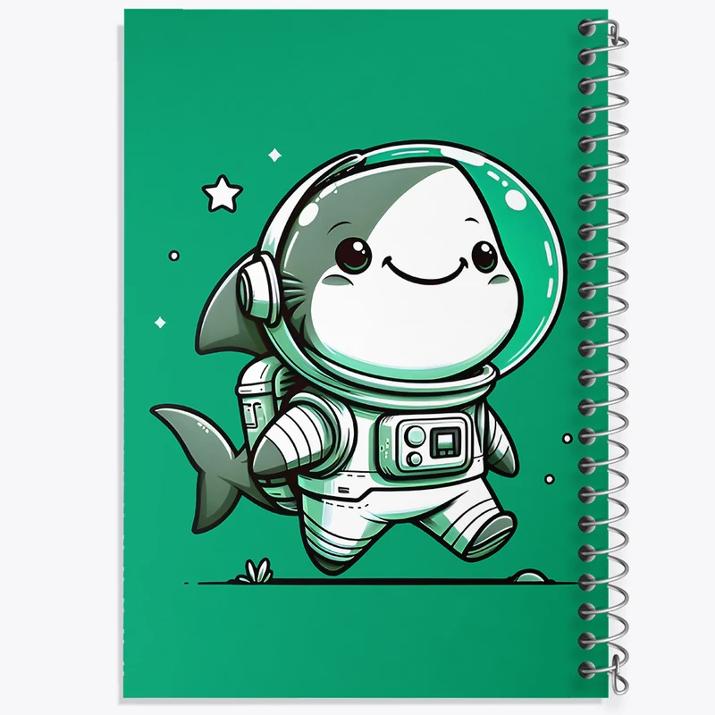 دفتر مشق 100 برگ خندالو طرح کوسه فضانورد کد F7611