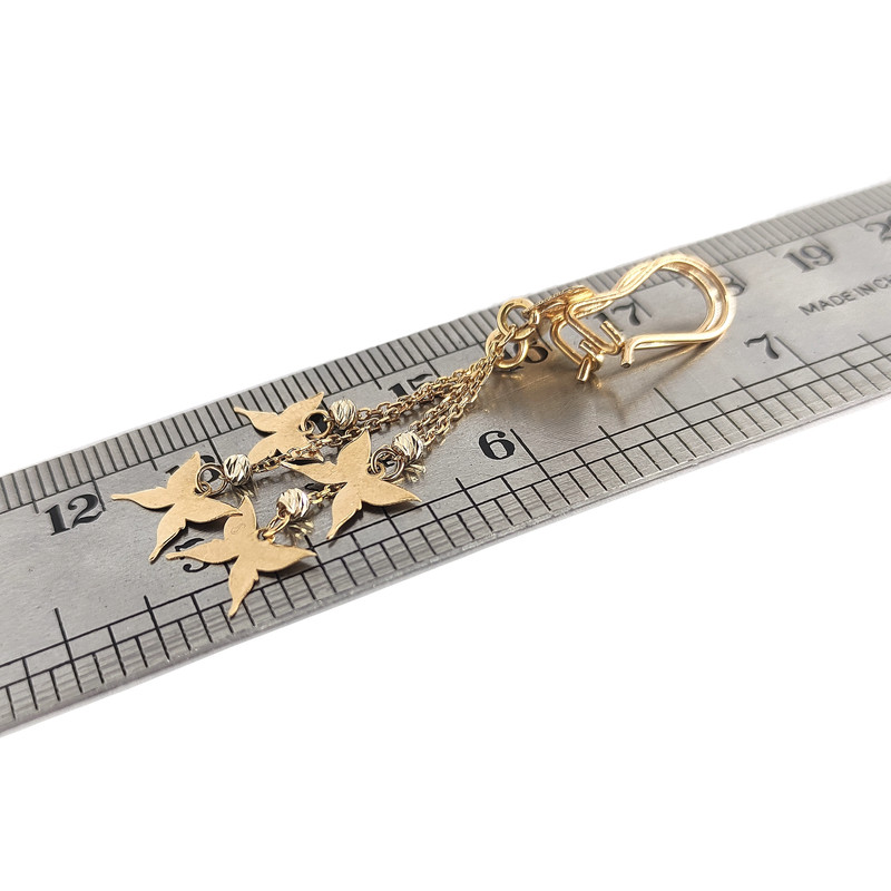 گوشواره طلا 18 عیار دخترانه طلا و جواهرسازی افرا مدل پروانه 198