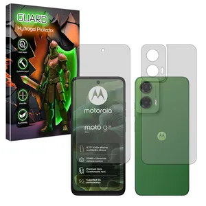 Guard Tough model transparent screen protector suitable for Motorola Moto G35 mobile phone along with the back protector