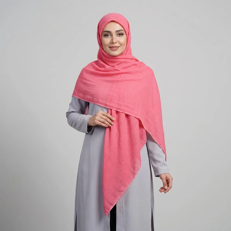 روسری زنانه مدل نخی ساده پفکی دور دانتل کد a-9021