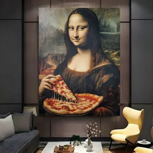 پوستر پارچه ای طرح مونالیزا لبخند ژکوند مدل پیتزا کد BK24053