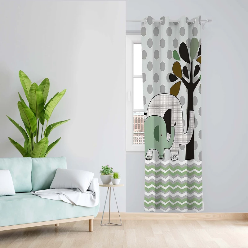 پرده طرح کودک مدل مخمل پانچی کد 5252L z سایز 140x200 سانتی متر