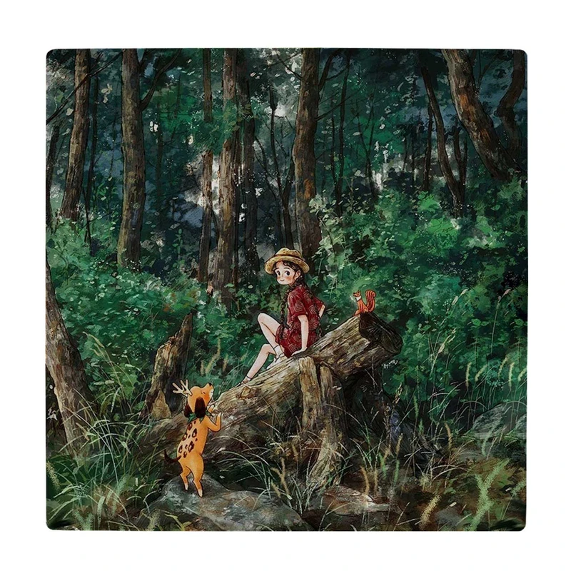 زیر لیوانی  مدل دختر و سگ در جنگل کد    6421792_5978